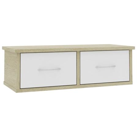 Vidaxl Väggmonterade Lådor Vit Och Sonoma-ek 60x26x18,5 Cm Spåns Multifärg