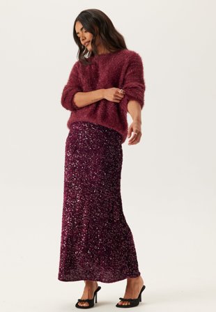 Pieces - Pckam Mw Ankle Skirt Jrs - Tawny Port Detail:Tawny Port Seq