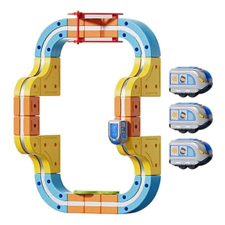 Magnetisk Togbane Sett, Elektrisk Togsett med DIY Racerbane, STEM Byggesett med Trafikkskilt, Bursdagsgaver til Gutter og Jenter