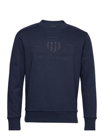 Reg Tonal Shield C-Neck Sweat Sweatshirt Trøje Blå GANT