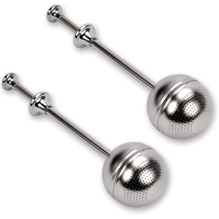 Te-kugle med langt håndtag, 2 stk. te-kugler i rustfrit stål til løs te, Premium te-si og filter med håndtag til kop og tekande