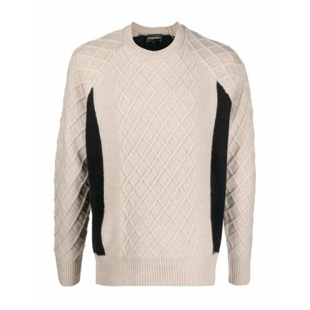 Emporio Armani, Round-neck Knitwear Beżowy, Mężczyzna, Rozmiar: 2XL