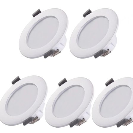 5 LED-spots til badeværelse, IP44 ultra-flade 25 mm, Ø85 mm, hvid