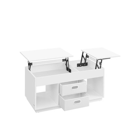 Rootz soffbord med 2 lådor - Snövit - Förvaringsfack - Stål & spånskiva - 50 cm x 100 cm x 48 cm/62,3 cm - 75 kg Kapacitet