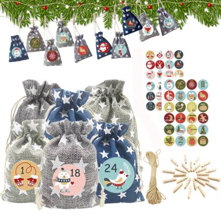 Christmas Countdown Presentpåse Hängkalender Julväska 24 D