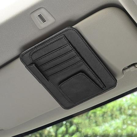 Bil Solskjerm Organizer Multi-Pocket Oppbevaring Solbriller Holder Black