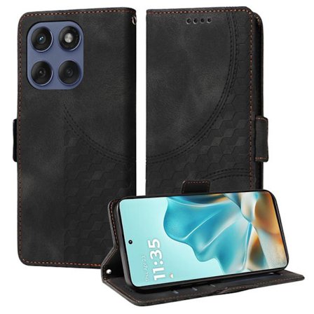 Motorola Edge 60 Fusion / Edge 5G 2025 Fodral i Prägling Rhombus Stjärnig Läder Skal