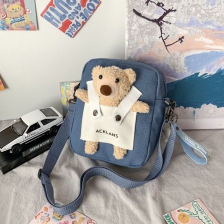 Håndtaske Canvas Lynlås Taske BLÅ