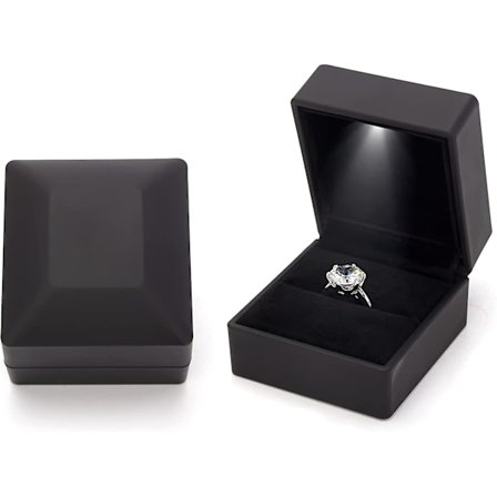 LED Lys Ring Æske, Smykkeskrin til Frieri, Bryllup, Forlovelse, LED Gave Ring Æske