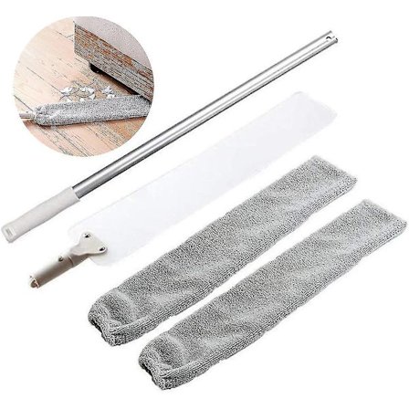 Støvkost, justerbar lang støvbørste og 2 vaskbare tøybeskyttelsestrekk