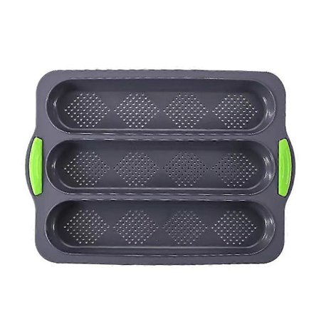 Brødbakeform, 3 spor, varmeisolerende håndtak, mørkegrå.