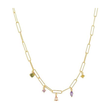 Sif Jakobs, Necklace Rimini Geel, Dames, Maat:ONE Size,Zilver
