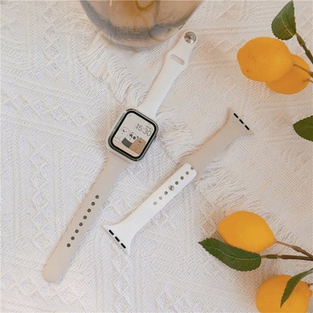 Klokkereim for Apple Watch iWatch 41mm S7/S8 Small S-hvit + antikk hvit + transparent skallfilm