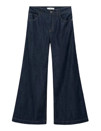 Wide Leg Mid-Rise Jeans Navy Mango