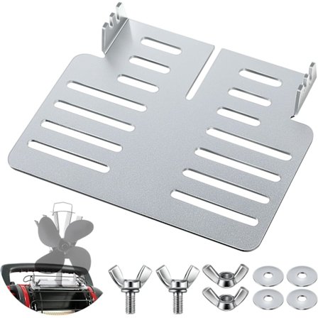 Varmedrevet ovnsvifte monterte tilbehør, inkluderer en brakett i aluminiumslegering for å feste ovnsviften, 2 bolter, 2 vingemuttere og 4 skiver