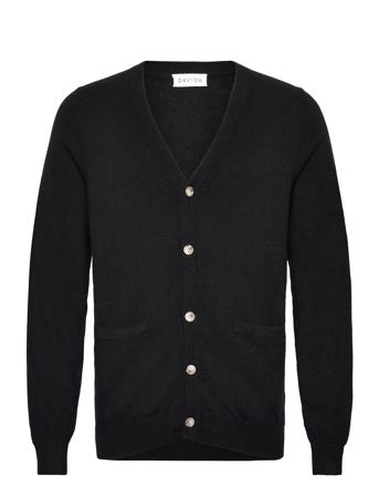 Man V Cardigan Black Davida Cashmere