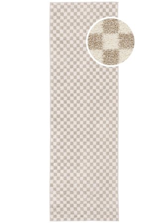 Washable Scandina Beige/White Runner Rug Small Oeko-Tex