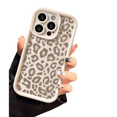 Beige med grå trykk deksel til iPhone 14 Leopard trykt mønster Søtt Cheetah telefondeksel Mykt TPU Støtsikkert beskyttelsesdeksel