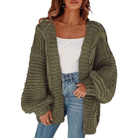 Kvinnors chunky cardigan twist stickad oversized front cardigan tröja som är mjuk och bekväm utan att skada huden.