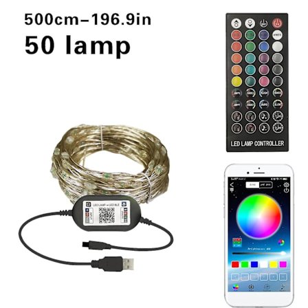 App+fjernbetjening Juledekoration Lysstreng Musik RGB Lanterne