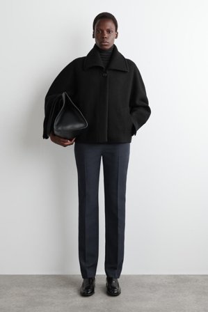 COS Women's Oversized Boiled Wool Short Jacket in Black