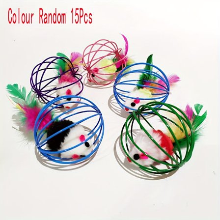 Kattleksaker Interaktiv Bur Mus Trådbur Konstgjorda Fjädrar Oändligt Kul Kattvippa