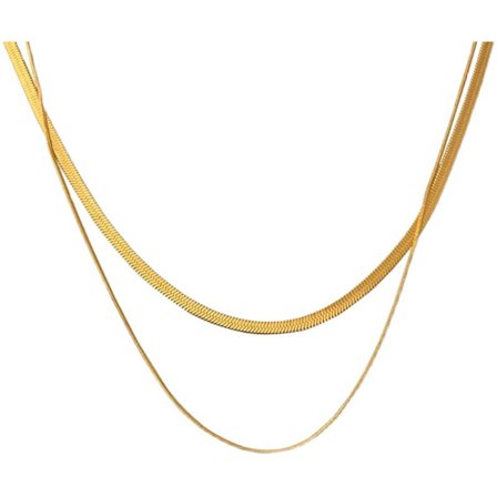 14K Guld/Silverpläterad Ormkedja Halsband Herringbone Halsband Guld Choker Halsband
