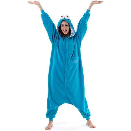 Unisex Voksen Tegneserie Kostume Halloween Jul Nattøj Jumpsuit Onesies Plys Cosplay Pyjamas Blå XL