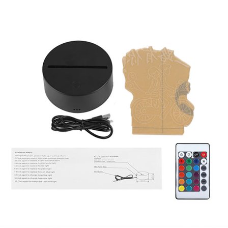 USB 4,5V sju färger lampa bas touch switch akryl mönster ljus (svart bas fjärrkontroll)