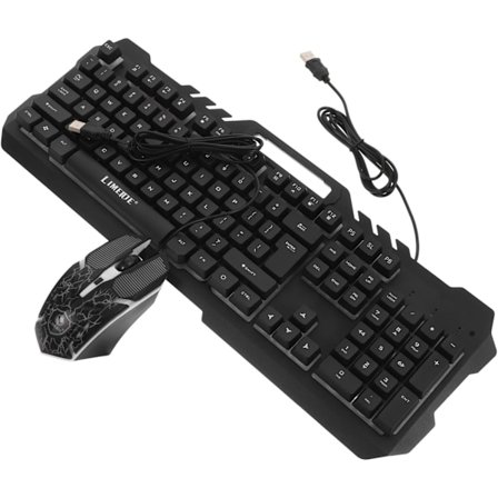 Fullstor Mekaniskt Tangentbord Gaming Kit med RGB LED-bakgrundsbelysning Ergonomisk Mus