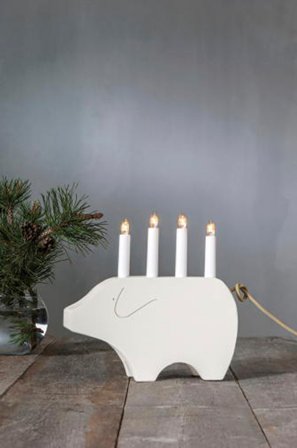 Jotex - Lysestake Gry høyde 28 cm White - Kjøp Adventsstaker hos Jotex