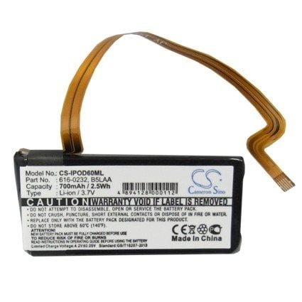 Batteri til mediespiller for Apple iPOD Video 60G, iPOD Video 80G osv.