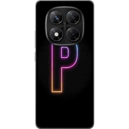Yhteensopiva Puhelinkuori Xiaomi Xiaomi Redmi Note 14 Pro Minimaalinen neonkirjain P värin asteittaisella muutoksella ja valotehosteella mustaa taust