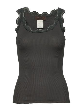 Silk Top W/ Lace T-shirts & Tops Sleeveless Grønn Rosemunde*Betinget Tilbud