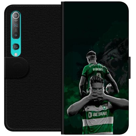 Yhteensopiva Lompakkokotelo Xiaomi Mi 10 5G Neonmotiivi, jossa teksti "Gaming is in my DNA" sinisenä ja punaisena tiiliseinällä, jossa loistava DNA-sp