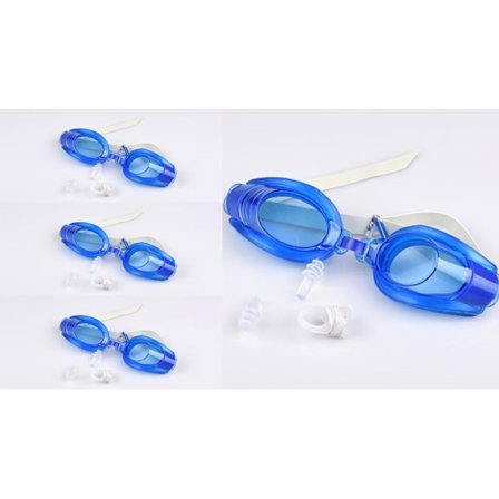4-pack simglasögon för simning, justerbara simglasögon med näsklämma och öronproppar för vuxna, män, kvinnor och ungdomar