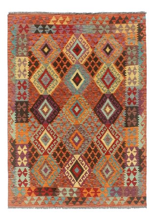 Kilim Afghan Old Style Rug 175X236 Brown/Dark Red Wool, Afghanistan