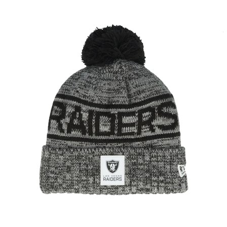 New Era - NFL Schwarz pom Mütze - Las Vegas Raiders NFL 25 Sideline Cold Weather Sport Knit Black/Grey Pom @ Hatstore