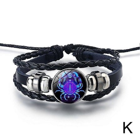 Serene Manifestation Armband 12 Stjärnbilder Ädelsten Läder Förbättra Energi