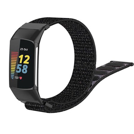 Fitbit Charge 5:n musta nylonranneke