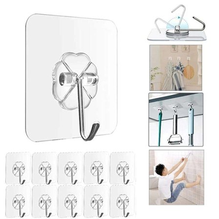 Självhäftande krokar - Handdukskrokar - 10-pack