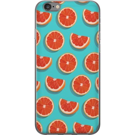 Kompatibelt Mobildeksel til Apple iPhone 6 Illustrert mønster med gjentatte grapefrukt skiver mot en turkis bakgrunn