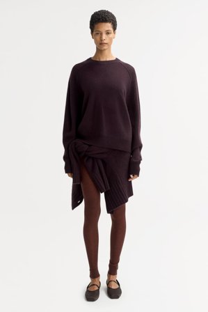 Soft Goat - Boyfriend crewneck - Women cashmere sweater - S - Midnight Plum