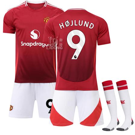 24-25 Manchester United Hemma Barn Fotbollströja Nr.9 Højlund Vuxen M