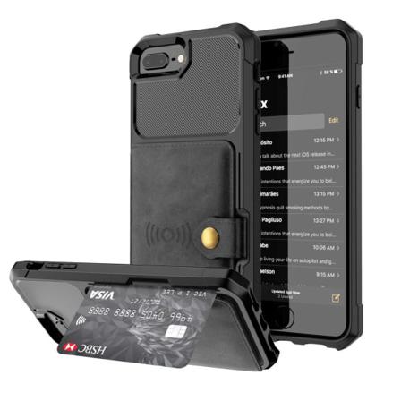 Iphone 6/6s/7/8 Plus - Skal Med Magnetiskt Plånbok - Svart Black Svart