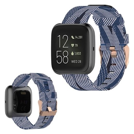 Fitbit Versa / Versa 2 / Blaze nylon watch band - Blue White Stripe