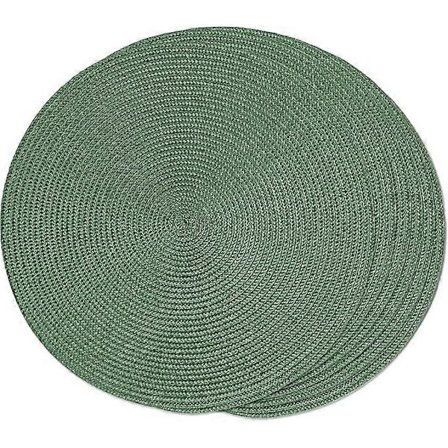 Sett med 6 runde, vevde spisebrikker, kompatible med spisebord, vaskbare, sklisikre, 38 cm (oliven, 6 stk)