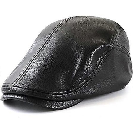 Herre Beret Kasket Justerbar PU Læder Avisdreng Ivy Gol Hat 56-60 CM