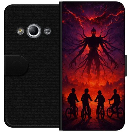 Kompatibel Tegnebogsetui til Samsung Galaxy Xcover 3 Mørk fantasyillustration inspireret af Stranger Things med overnaturlige væsener, lyn og cyklen