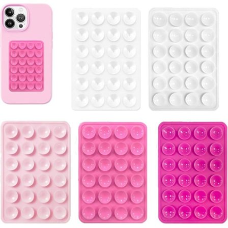 5 stk Silikon Sugekopp Telefondeksel Feste, Silikon Telefon Sugekopplate, Sklisikker Sugekopp Telefonfeste, Klebrig Telefondeksel for Vegger